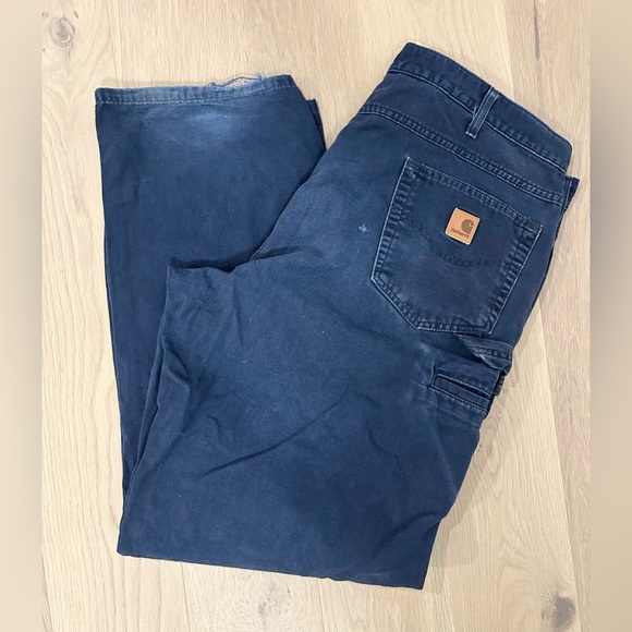 Carhartt Loose Fit Canvas Carpenter Work Pants B159 NVY - Picture 4 of 5